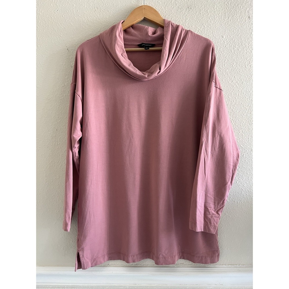 Banana Republic Cowl Neck Solid Pink Long Sleeve Top Large Casual Lagenlook